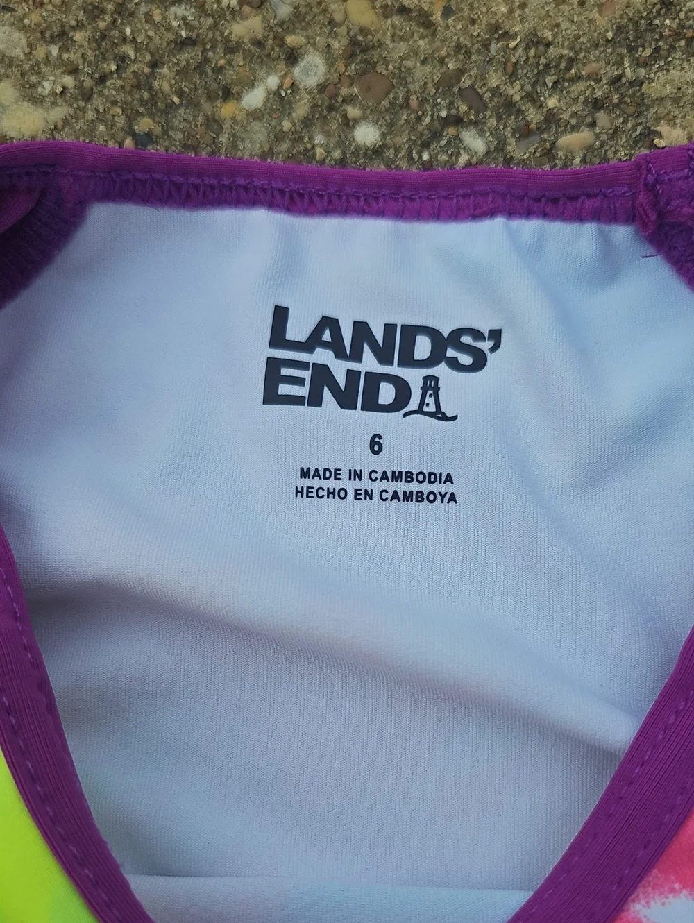 Lands' End Purple Long Sleeve Rash Guard Pink Tie Dye Swim Youth Girls 6 Water